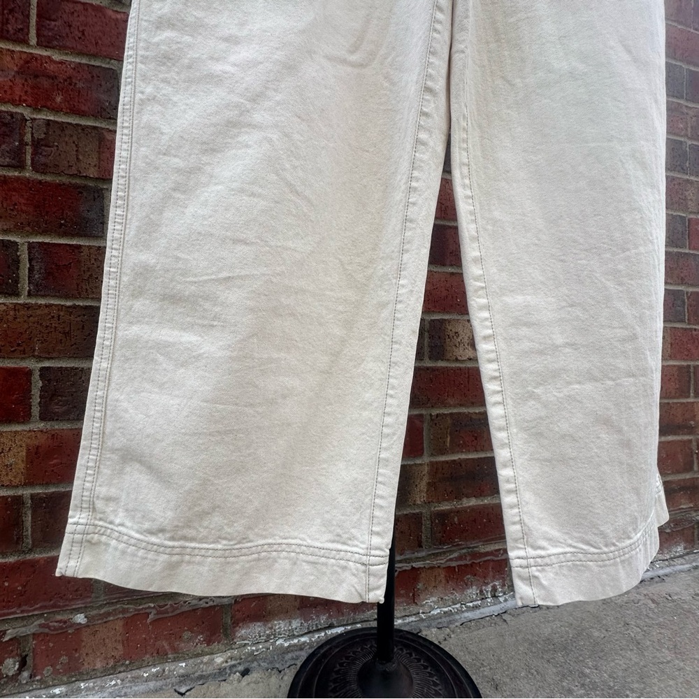 Free People Jean High-Rise Buckle Back Cream Wash Denim Wide Leg Street-Style 8 - Picture 7 of 15